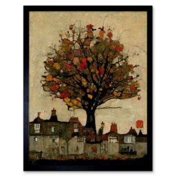 "Artery8 Wall Art Print Giant Untidy Quirky Street Tree Art Framed in Black - Size: W12"" x H16""" - thumbnail 1