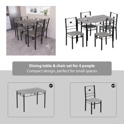 Home Discount Vida Designs Roslyn 4 Seater Dining Set Kitchen Dining Set in Dark Grey - thumbnail 3
