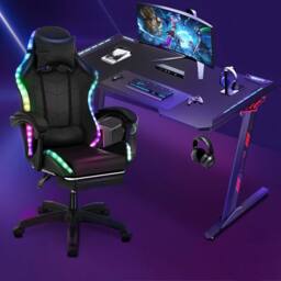 SPETLEK Gaming Chair Racing Computer Chair with Light PU in Black - Size: 0.6m2 - thumbnail 3