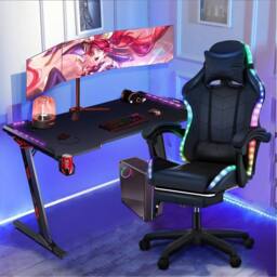 SPETLEK Gaming Chair Racing Computer Chair with Light PU in Black - Size: 0.6m2 - thumbnail 2