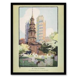 Artery8 Rachael R Elmer St Paul's Chapel & Cemetery Framed Art Picture Print in Green - Size: A3 - thumbnail 1
