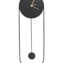 Wyld and Coco Oval Wall Clock Black Painted Steel Pendulum 20 x 62 cm - thumbnail 2