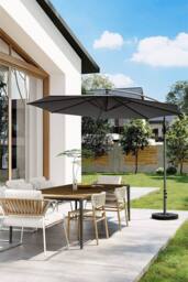Garden Sanctuary Garden 3m Banana Parasol Large Cantileverwith Cross & Fillable Base in Dark Grey - thumbnail 1