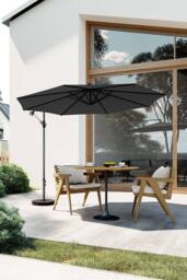 Garden Sanctuary Garden 3m Banana Parasol Large Cantileverwith Cross & Fillable Base in Dark Grey - thumbnail 2