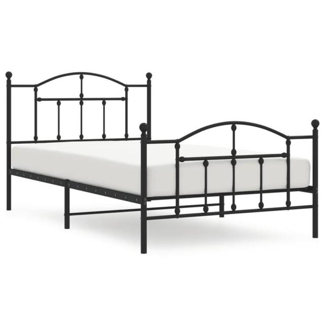 Berkfield Home Metal Bed Frame with Headboard & Footboard Black 107x203 cm - image 1