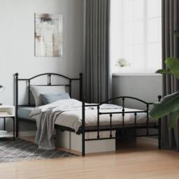 Berkfield Home Metal Bed Frame with Headboard & Footboard Black 107x203 cm - thumbnail 2
