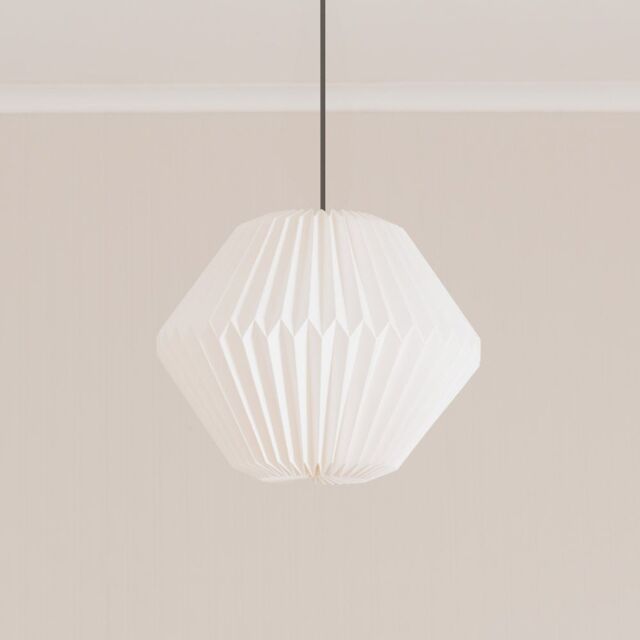 ValueLights Astrid Geometric Origami Hexagon Paper Pleated Easy Fit Lamp Shade in White - image 1
