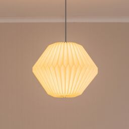 ValueLights Astrid Geometric Origami Hexagon Paper Pleated Easy Fit Lamp Shade in White - thumbnail 3