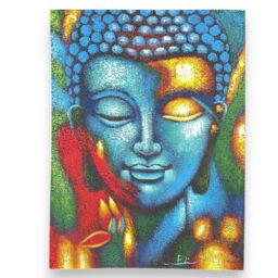 KDMD Buddha Painting - Blue & Gold Flower 75x55cm - Size: 75x55 cm - thumbnail 1