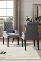 Living and Home Modern Upholstered Dining Chair Dressing Chair in Grey - thumbnail 2