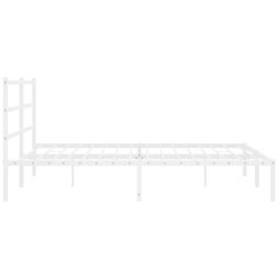 Berkfield Home Metal Bed Frame without Mattress with Headboard White 193x203cm - Size: 193x203 cm - thumbnail 6
