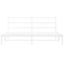 Berkfield Home Metal Bed Frame without Mattress with Headboard White 193x203cm - Size: 193x203 cm - thumbnail 5