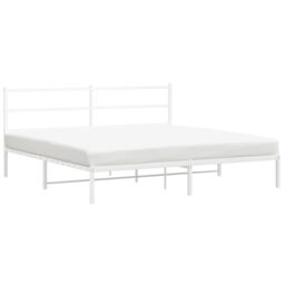 Berkfield Home Metal Bed Frame without Mattress with Headboard White 193x203cm - Size: 193x203 cm - thumbnail 2