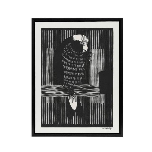"Artery8 Stylised Galah Cockatoo Bird De Mesquita Framed Canvas Wall Art Print in Black - Size: W18"" x H24""" - image 1