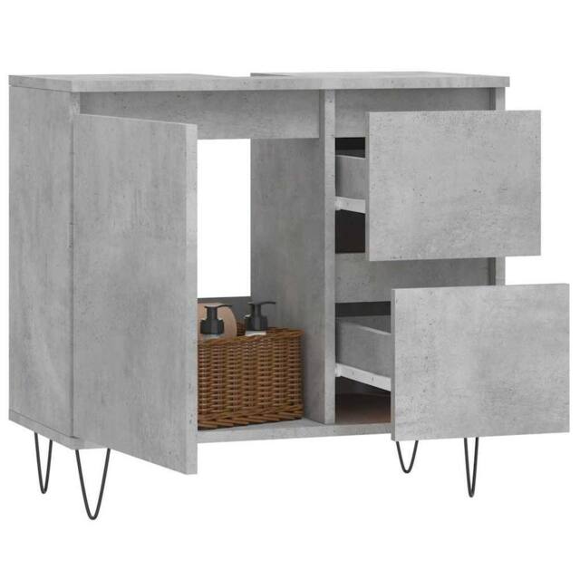 Berkfield Home Durable Bathroom Cabinet Concrete Grey 65x33x60 cm Engineered Wood - Size: 65 x 33 x 60 cm - image 1