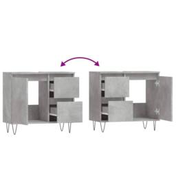 Berkfield Home Durable Bathroom Cabinet Concrete Grey 65x33x60 cm Engineered Wood - Size: 65 x 33 x 60 cm - thumbnail 9