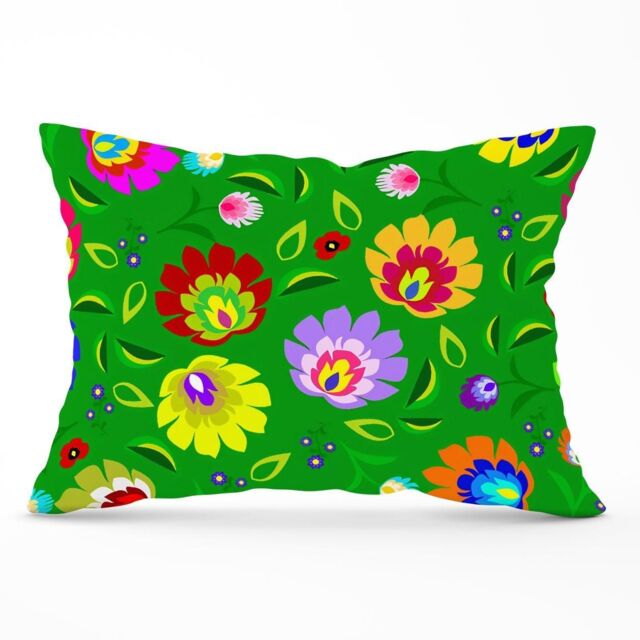 Warren Reed - Designer Polish Folk Floral Cushions in Green - Size: 60 cm x 60 cm - image 1