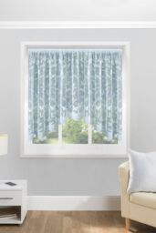 Tyrone Textiles Butterfly & Leaf Floral Net Lace Curtain Jardiniere with Elevated Base in White - Size: 254 cm width x 122 cm drop - thumbnail 2