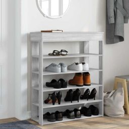 Berkfield Home Shoe Rack Grey Sonoma 80x30x98 cm Engineered Wood - Size: 80 x 30 x 98 cm - thumbnail 3