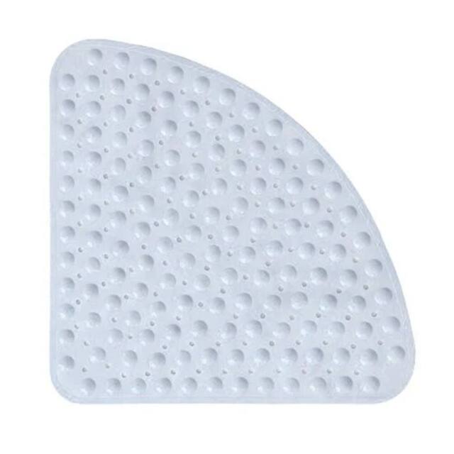 VOGREX Large Curved Non Slip Quadrant Corner Shower Bath Mat UK in Light Grey - image 1