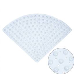 VOGREX Large Curved Non Slip Quadrant Corner Shower Bath Mat UK in Light Grey - thumbnail 3