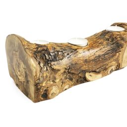 Verano Spanish Ceramics Olive Wood Natural Grained Home Décor Rustic Tea Light Log (L) 28cm - thumbnail 2