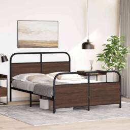 Berkfield Home Elegant Bed Frame Without Mattress 120x200 cm Brown Oak Engineere - Size: Small Double - thumbnail 4
