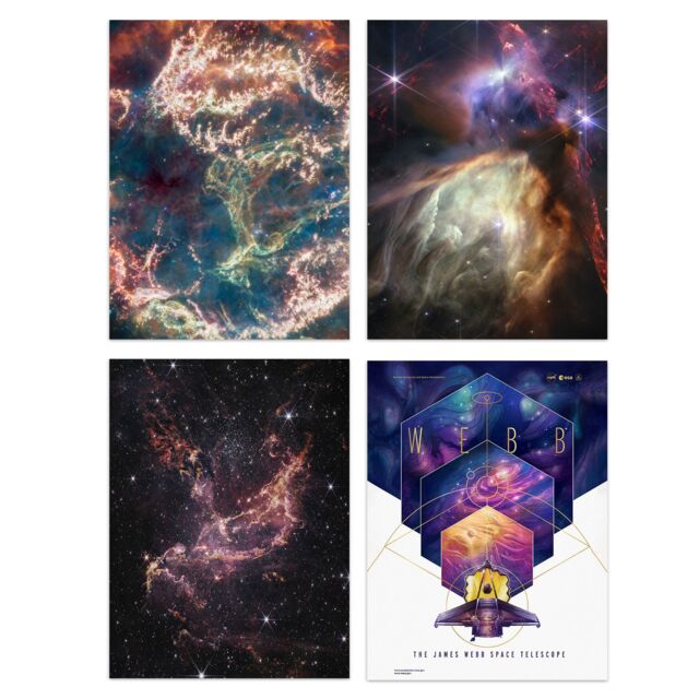 Artery8 Pack of 4 NASA James Webb Space Telescope Images Rho Ophiuchi Cassiopeia A SMC Galaxy Star Formation Unframed Wall Art Living Room Prints Set - image 1