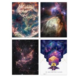 Artery8 Pack of 4 NASA James Webb Space Telescope Images Rho Ophiuchi Cassiopeia A SMC Galaxy Star Formation Unframed Wall Art Living Room Prints Set - thumbnail 1