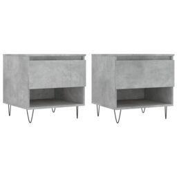 Berkfield Home Coffee Tables 2 pcs Concrete Grey 50x46x50 cm Engineered Wood - Size: 50 x 46 x 50 cm - thumbnail 2