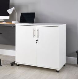 Moderna Wooden Storage Cabinet Lockable 2 Doors 1 Shelf White 80cm - thumbnail 3