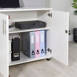Moderna Wooden Storage Cabinet Lockable 2 Doors 1 Shelf White 80cm - thumbnail 6