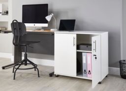 Moderna Wooden Storage Cabinet Lockable 2 Doors 1 Shelf White 80cm - thumbnail 4