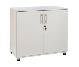 Moderna Wooden Storage Cabinet Lockable 2 Doors 1 Shelf White 80cm