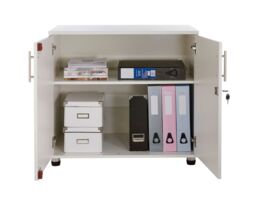 Moderna Wooden Storage Cabinet Lockable 2 Doors 1 Shelf White 80cm - thumbnail 2