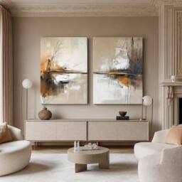 "Mafett Soft Horizon Abstract Canvas Print Wall Art Set - Size: W18"" x H24"""