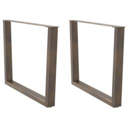 Berkfield Home Dining Table Legs V-Shape 2 pcs Natural Steel 100x(72-73.3) cm Steel in Brown - thumbnail 2