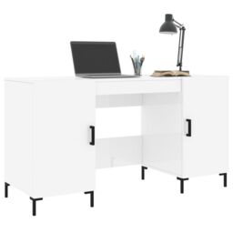 Berkfield Home Desk High Gloss White 140x50x75 cm Engineered Wood - Size: 140 x 50 x 75 cm - thumbnail 3
