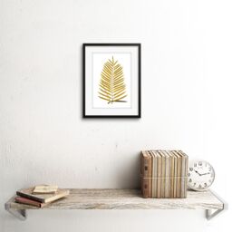 "Artery8 Wall Art Print Botanics Gold & Grey Fern Art Black Framed 9x7 inch - Size: W7"" x H9""" - thumbnail 2