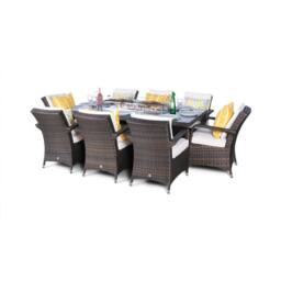 Thats Furniture Arizona Fire Pit 8 Seater Rectangle Rattan Dining Set in Brown - thumbnail 4