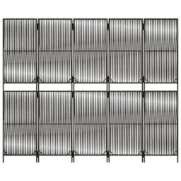Berkfield Home Room Divider 5 Panels Grey Poly Rattan - thumbnail 5