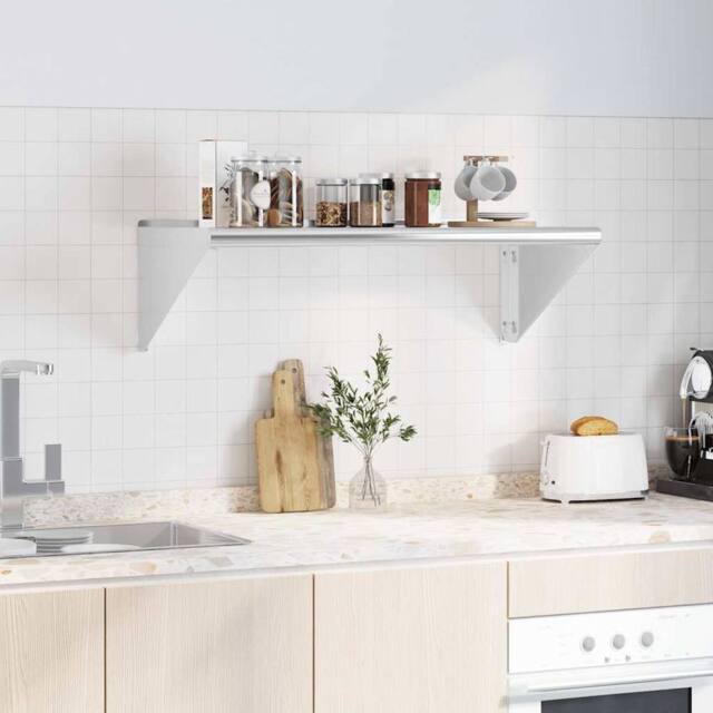 Berkfield Home Wall Shelf 100x45x31 cm Silver Stainless Steel - Size: 100 x 45 x 31 cm - image 1