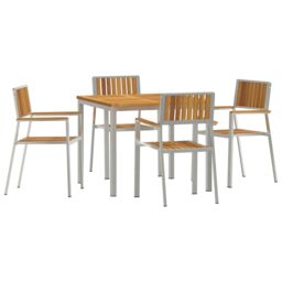Berkfield Home 5 Piece Garden Dining Set Solid Wood Acacia in Brown - thumbnail 2