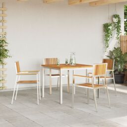 Berkfield Home 5 Piece Garden Dining Set Solid Wood Acacia in Brown - thumbnail 4