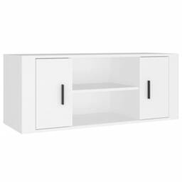 Berkfield Home TV Cabinet White 100x35x40 cm Engineered Wood - Size: 100 x 35 x 40 cm - thumbnail 1