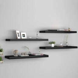 Berkfield Home Floating Wall Shelves 4 pcs Black 80x23.5x3.8 cm MDF - thumbnail 1