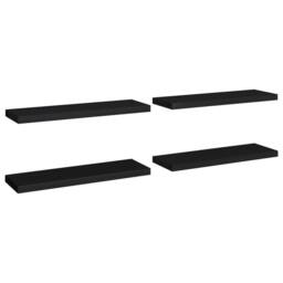 Berkfield Home Floating Wall Shelves 4 pcs Black 80x23.5x3.8 cm MDF - thumbnail 2