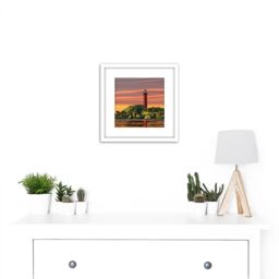 Artery8 BLM Jupiter Inlet Lighthouse Natural Area Florida 8X8 Inch Square Wooden Framed Wall Art Print Picture with Mount in White - thumbnail 2