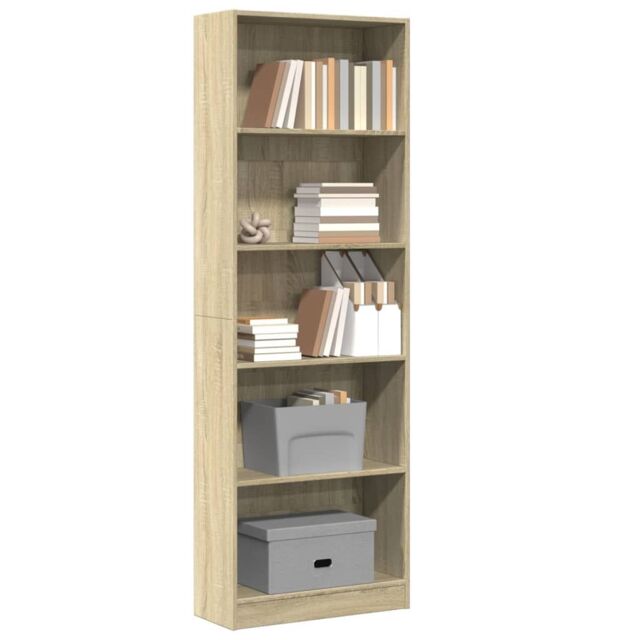 Berkfield Home Bookcase Sonoma Oak 60x24x176 cm Engineered Wood in Brown - Size: 60 x 24 x 176 cm - image 1