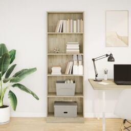 Berkfield Home Bookcase Sonoma Oak 60x24x176 cm Engineered Wood in Brown - Size: 60 x 24 x 176 cm - thumbnail 3